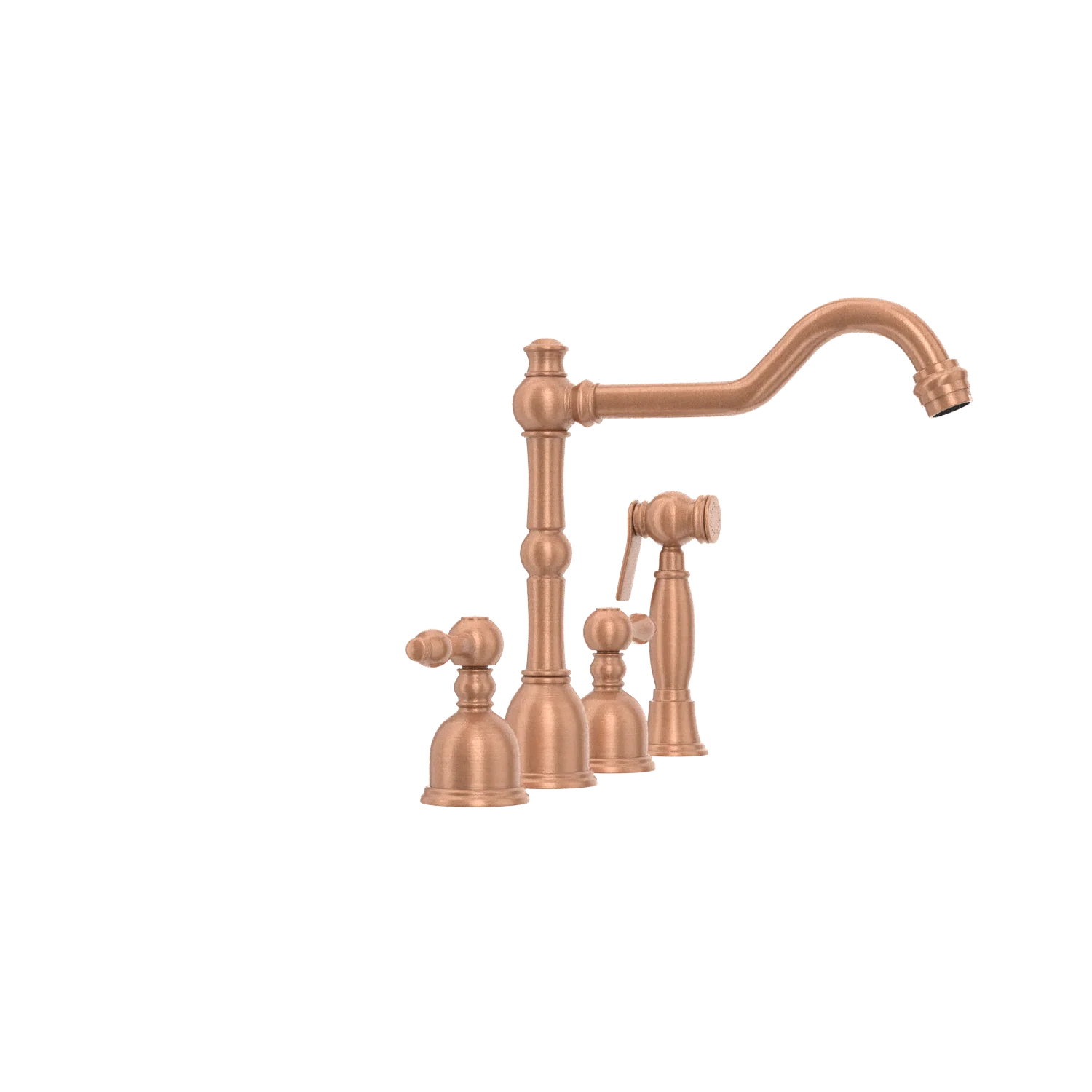 Two-Handles Copper Widespread Kitchen Faucet with Side Sprayer - AK96818C - Image 20
