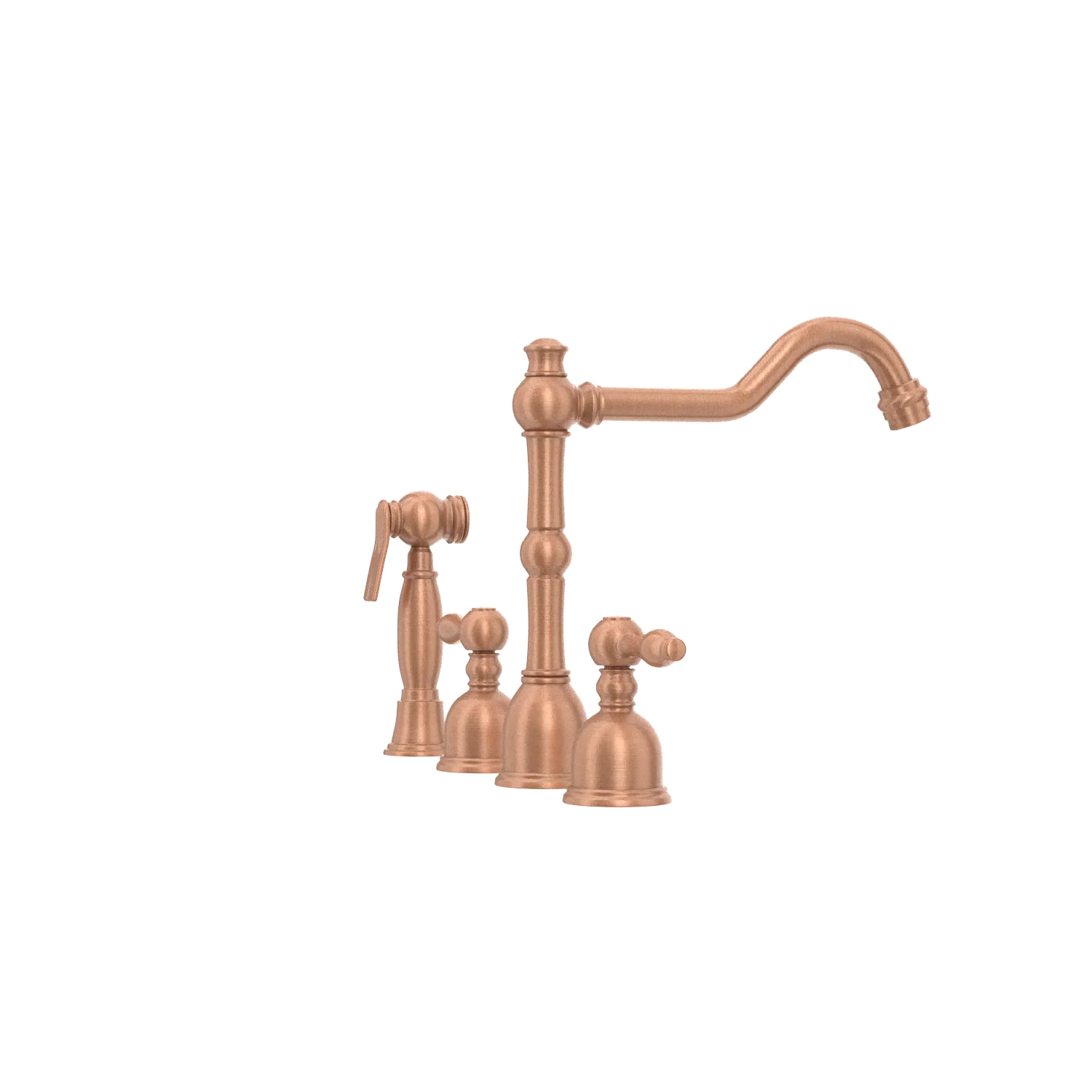 Two-Handles Copper Widespread Kitchen Faucet with Side Sprayer - AK96818C - Image 24