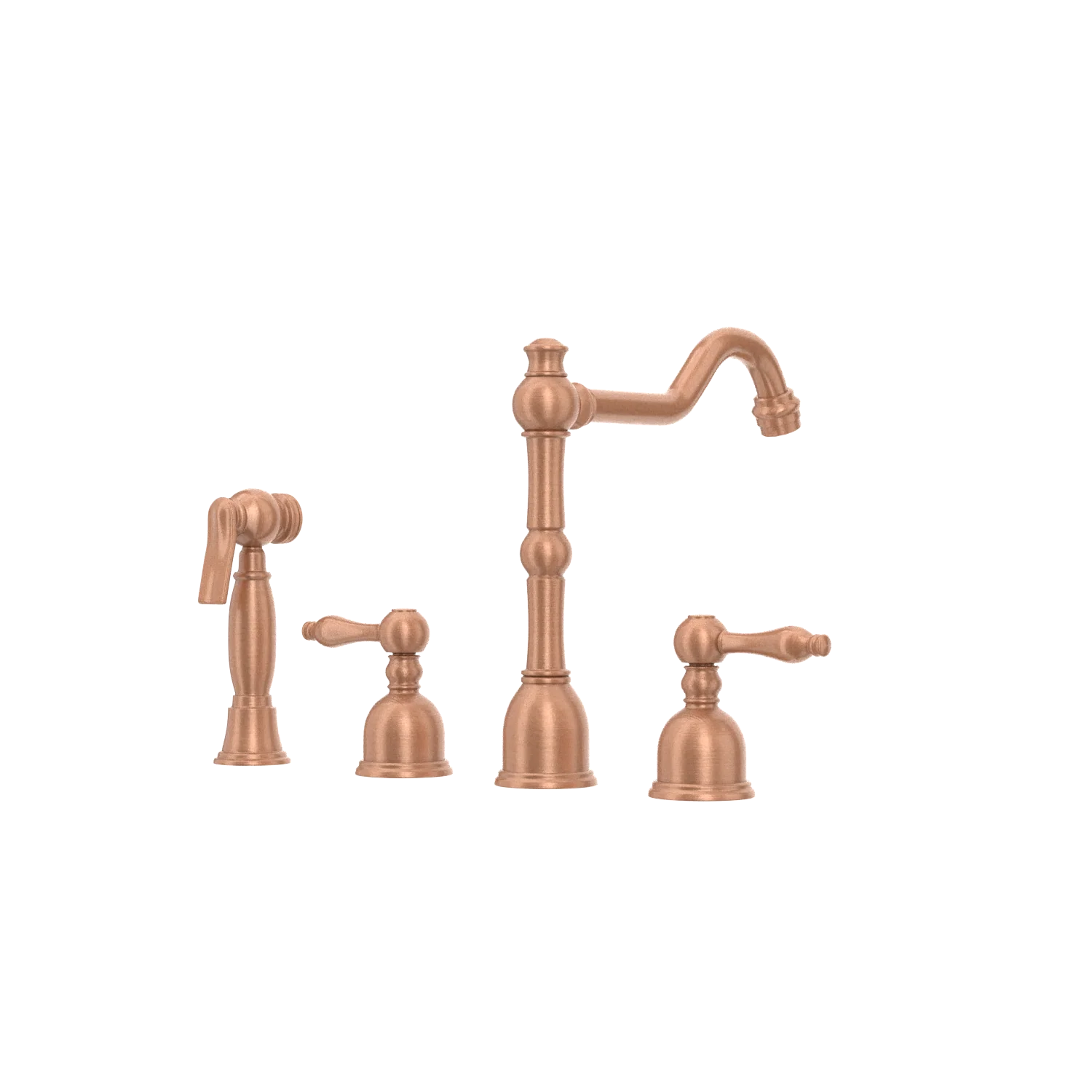 Two-Handles Copper Widespread Kitchen Faucet with Side Sprayer - AK96818C - Image 27