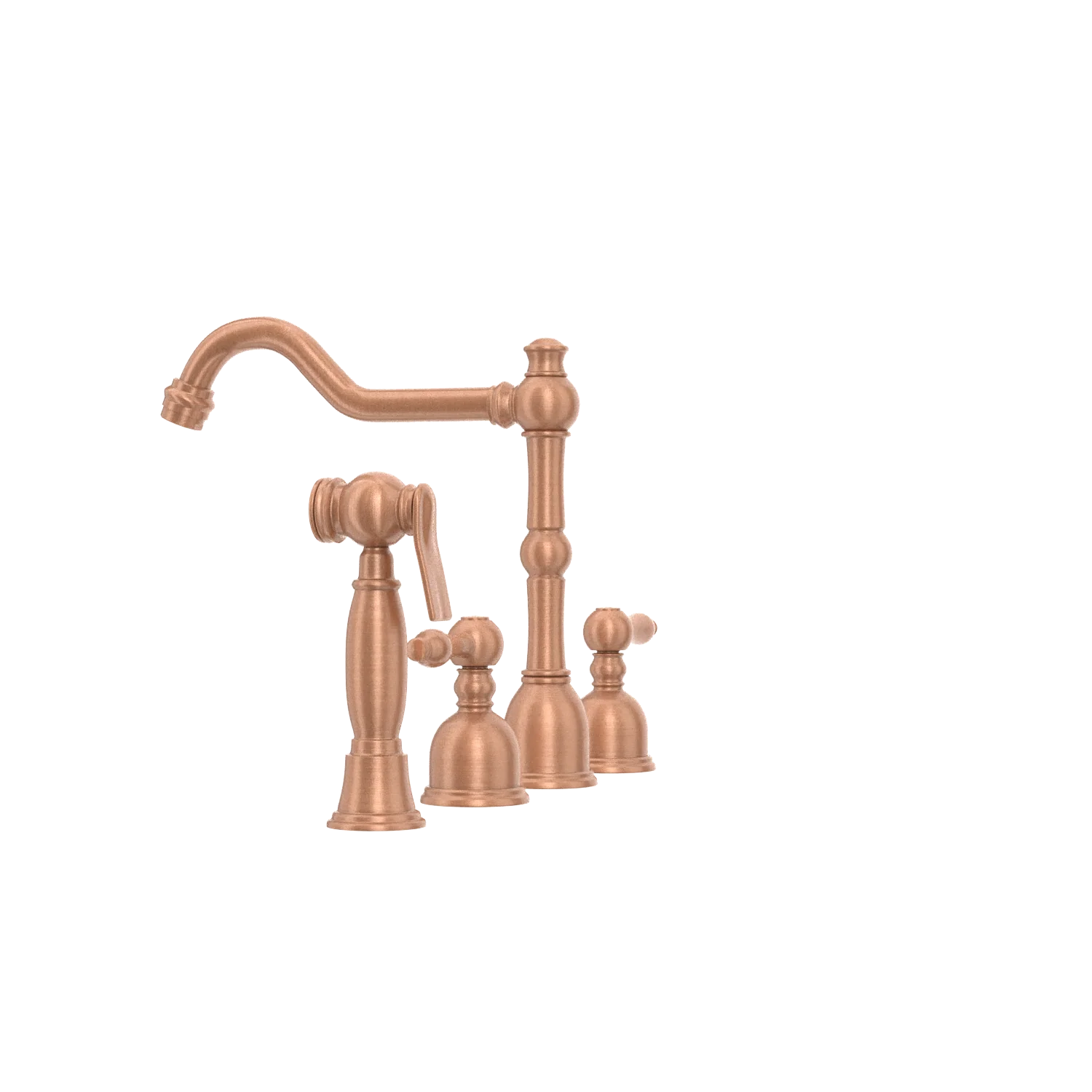 Two-Handles Copper Widespread Kitchen Faucet with Side Sprayer - AK96818C - Image 38