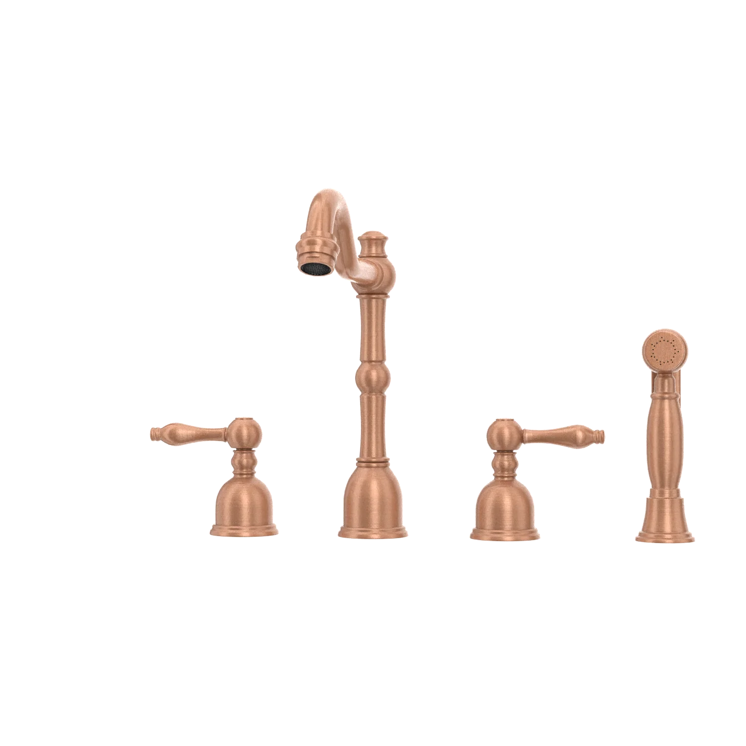 Two-Handles Copper Widespread Kitchen Faucet with Side Sprayer - AK96818C - Image 48