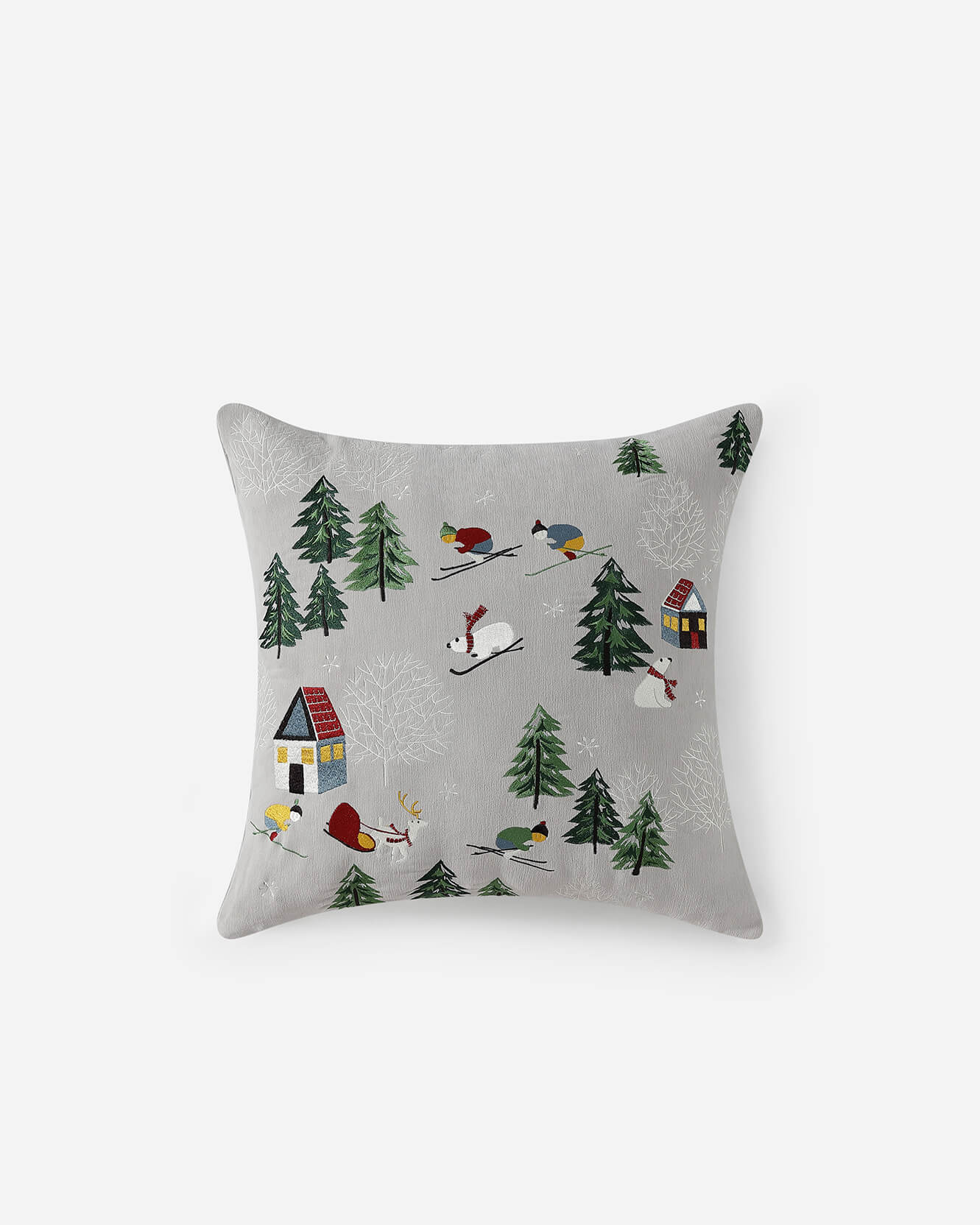 Velvet Embroidered Bear Throw Pillow - Image 2