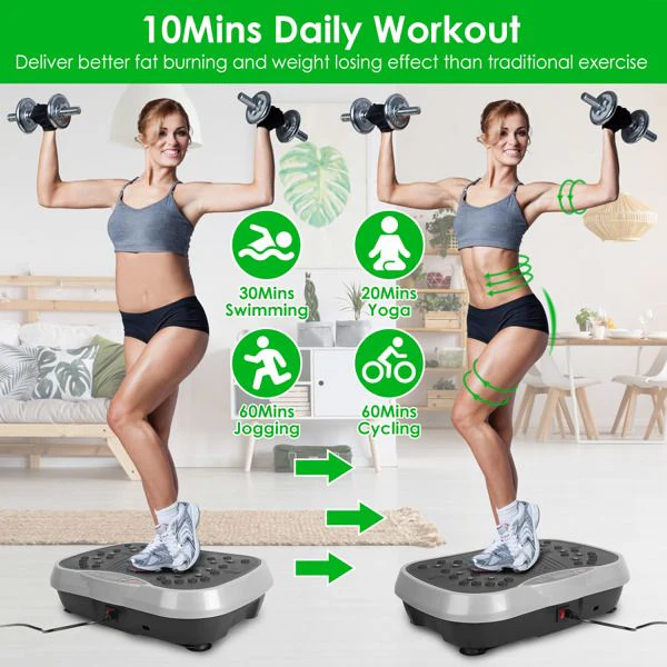 Vibration Exercise Machine With Resistant Bands Remote Control Whole Body Vibration Platform Workout Equipment Home Fitness Training Equipment For Weight Loss Fat Burner - Image 4