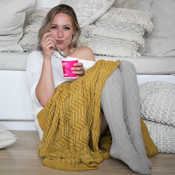 Washed Chevron Cotton Knit Throw Blanket - Image 22