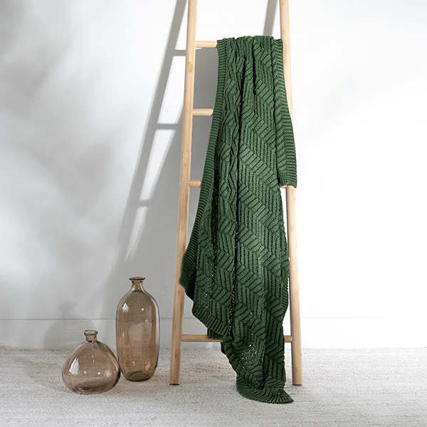 Washed Chevron Cotton Knit Throw Blanket - Image 7