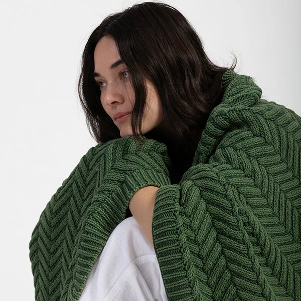 Washed Chevron Cotton Knit Throw Blanket - Image 9