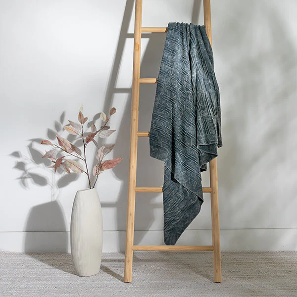 Washed Lines Cotton Knit Throw Blanket