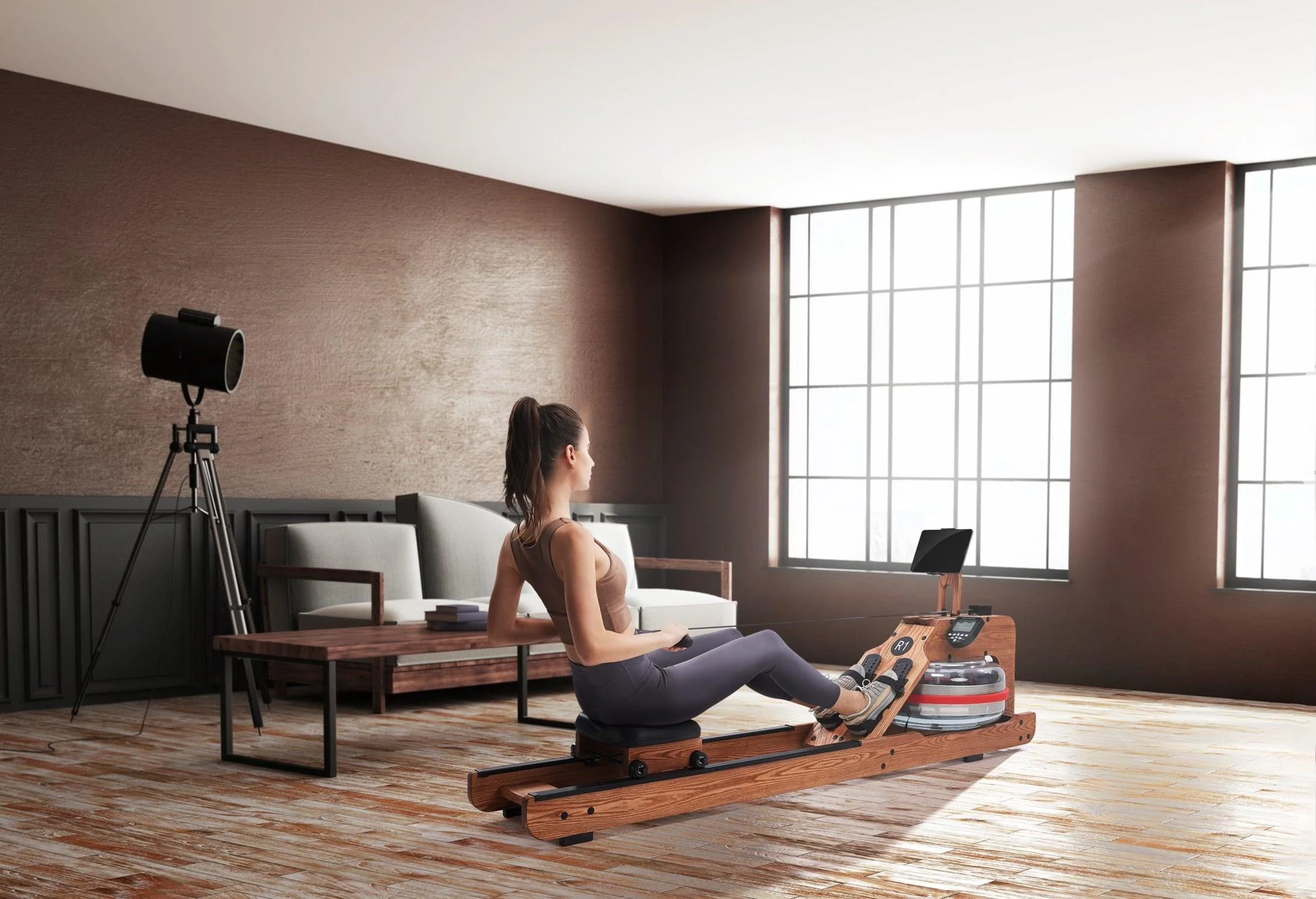 Water Rower - Muscle D Fitness - Wooden Seated Adjustable Water Rower - Image 3