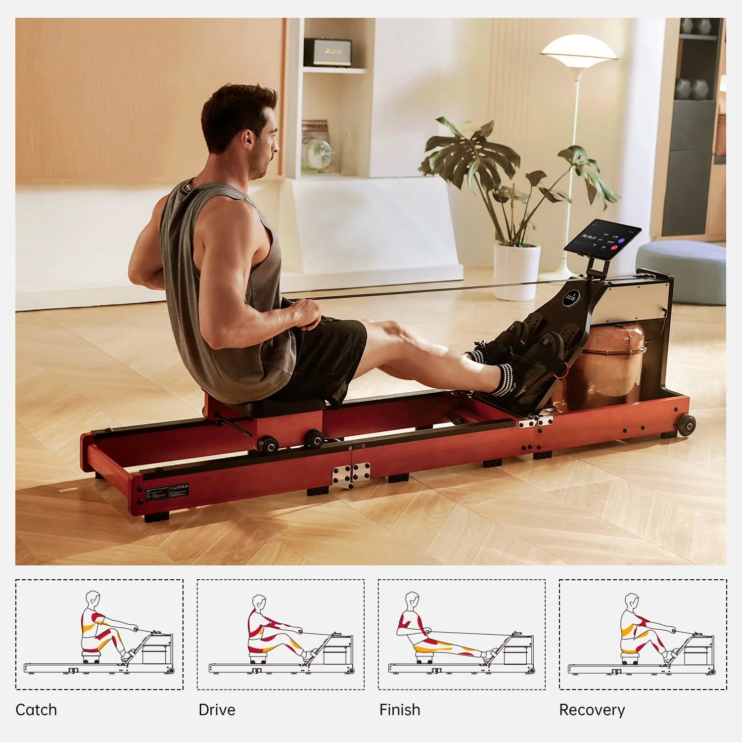 WM10 Tri-fold Water Rowing Machine - Image 6
